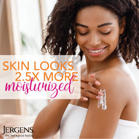 Jergens lotion texture close-up highlighting lightweight, non-greasy feel