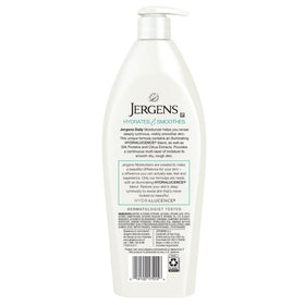 Jergens bottle placed on bathroom shelf conveying daily routine ease