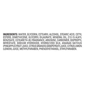 Jergens ingredient label highlighting Hydralucence blend and silk proteins