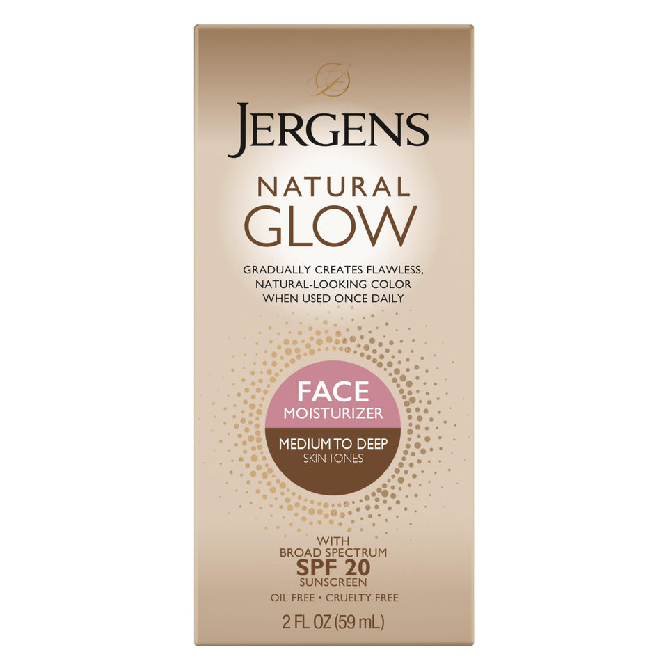 Jergens front packaging showing SPF 20 and gradual tan benefits