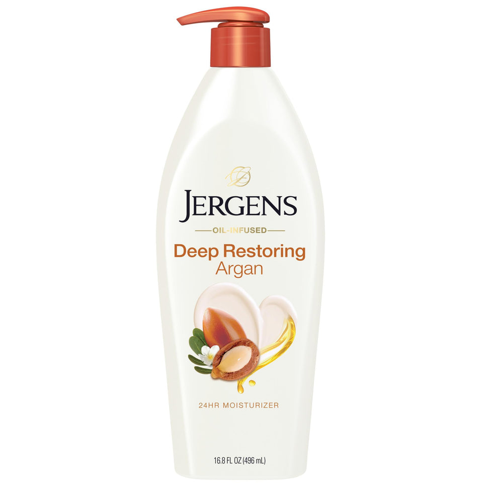 Jergens front packaging 16.8 oz pump showing product and label for easy identification