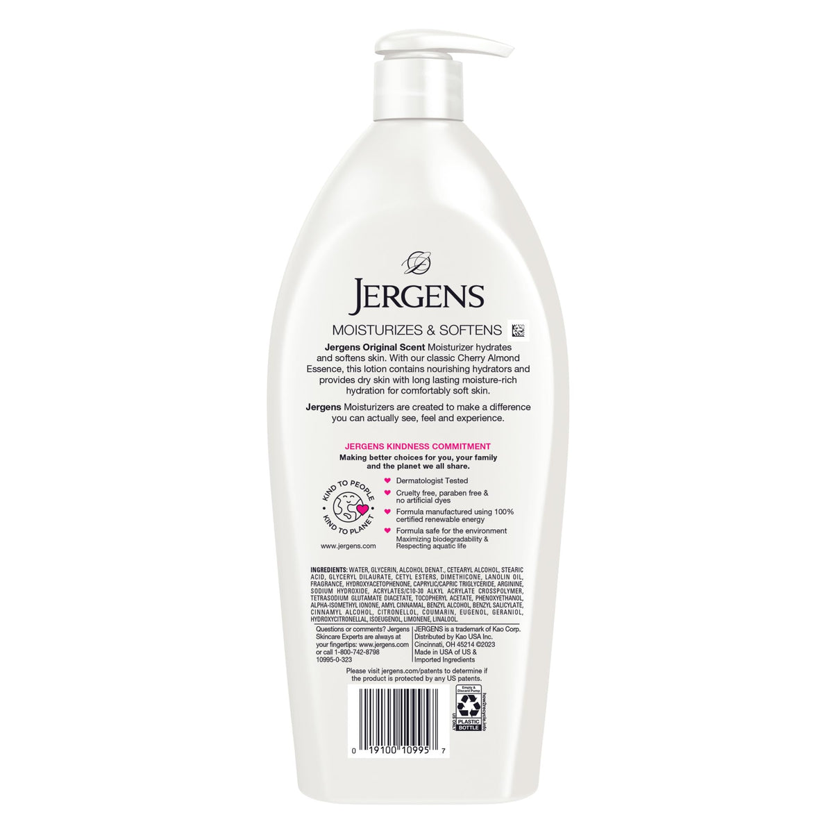 multiple Jergens bottles on shelf illustrating family-friendly, long-lasting supply