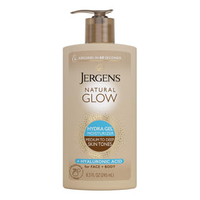 Jergens hydra gel front packaging showing bottle and branding benefits
