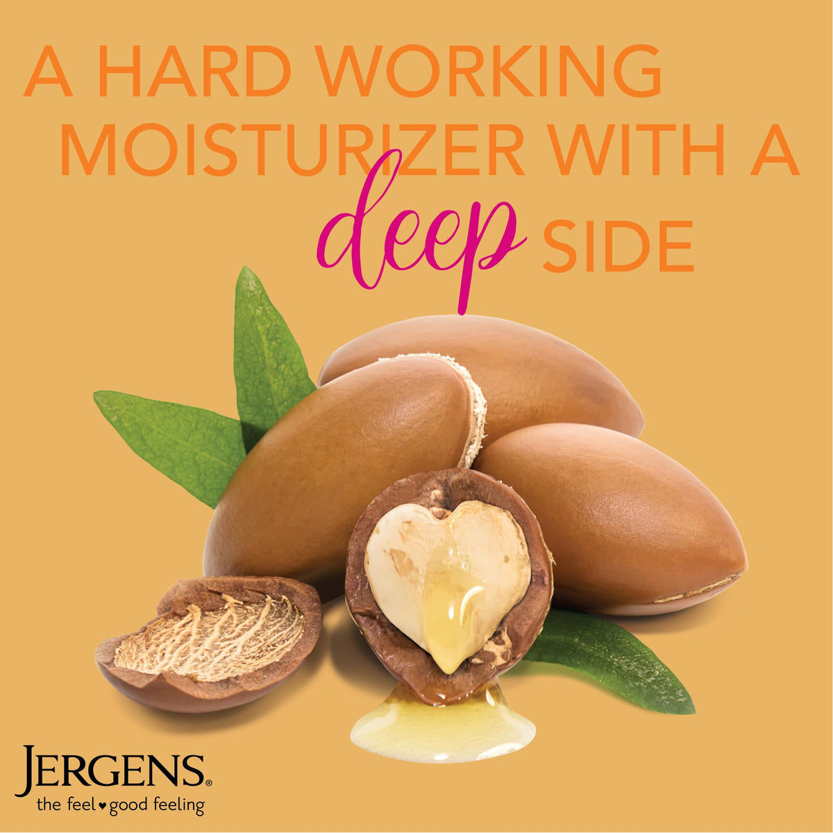 Jergens argan oil ingredient visual highlighting nourishing oil benefit