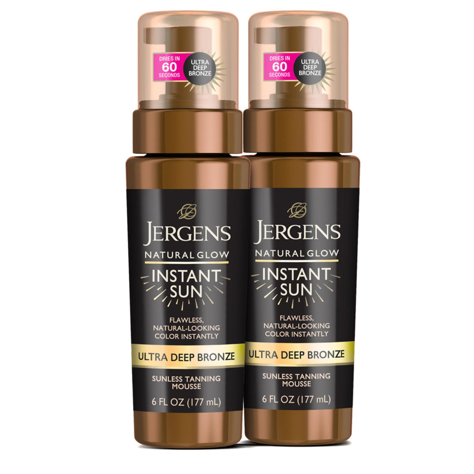 Jergens Instant Sun front packaging showing product and benefit quick bronze