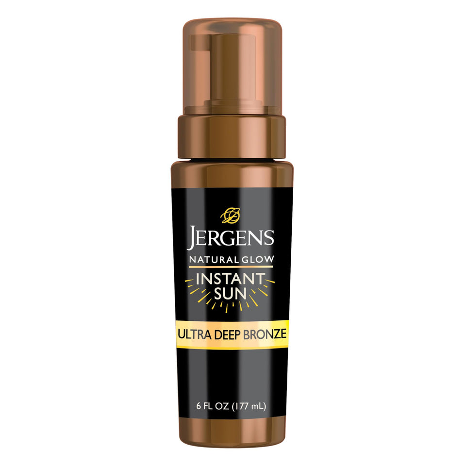 Jergens front packaging showing product name and deep tan benefit