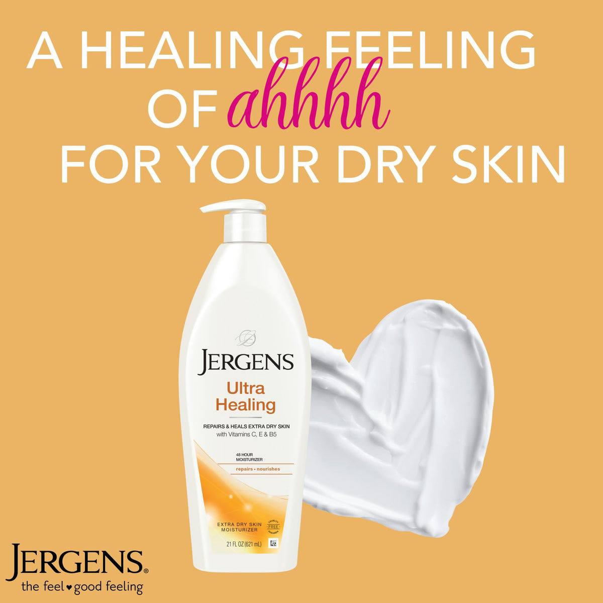 Close-up of Jergens label highlighting HYDRALUCENCE and vitamins