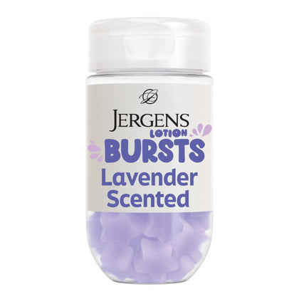 Jergens front packaging showing 38-count bursts and portability benefit