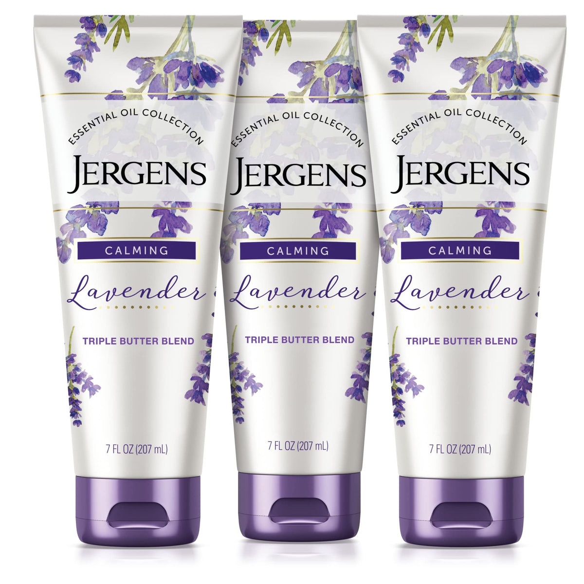 Jergens front packaging showing lavender body butter and calming scent benefit