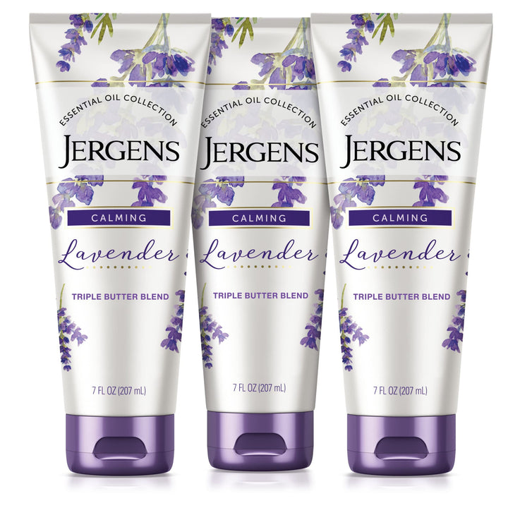 Jergens front packaging showing lavender body butter and calming scent benefit