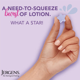 Close-up of purple star burst by Jergens highlighting cute design benefit