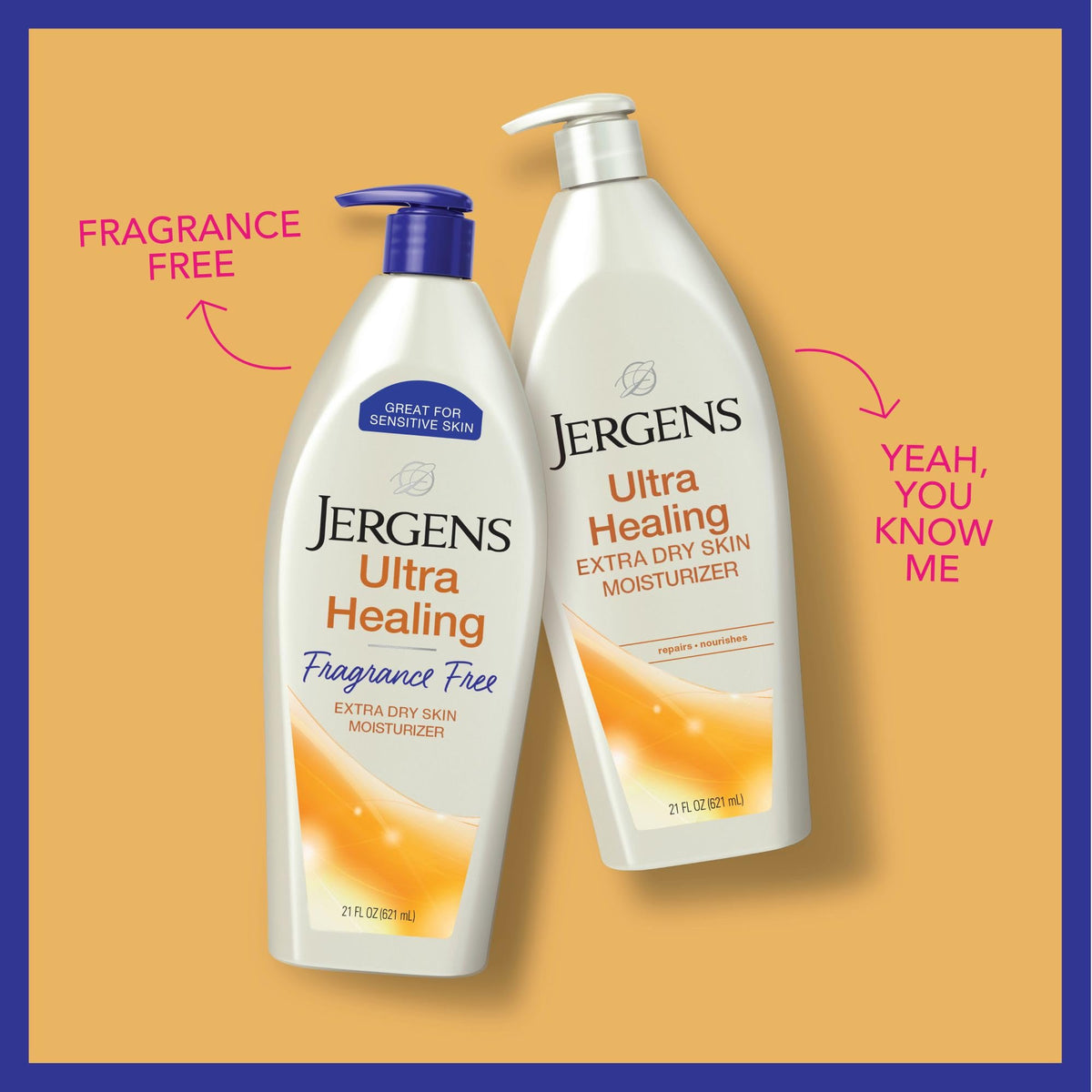 Jergens on bathroom counter lifestyle shot conveying daily routine ease