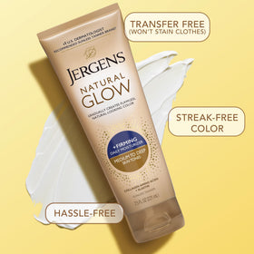 Jergens on a bathroom shelf suggesting daily moisturizing routine