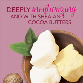 Jergens Melanin Glow ingredients shot with cocoa and shea butters nourishing