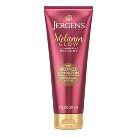 Jergens Melanin Glow front packaging showing bottle and benefits