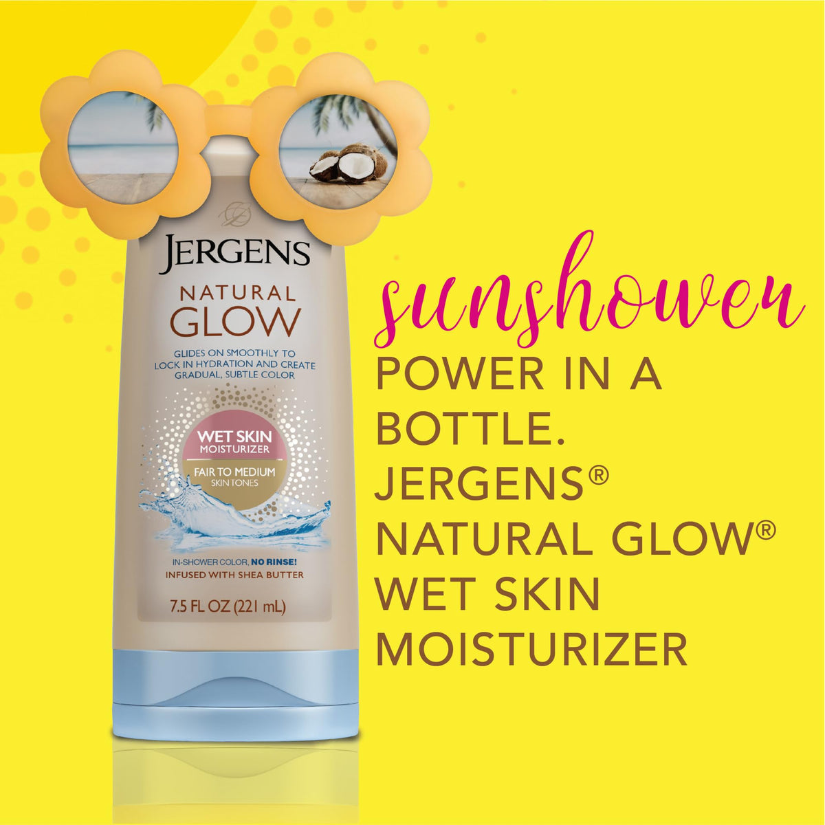 Jergens being applied in shower for quick, no-wait tanning routine