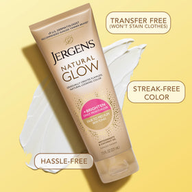 Jergens bottle on bathroom shelf suggesting daily moisturizing routine