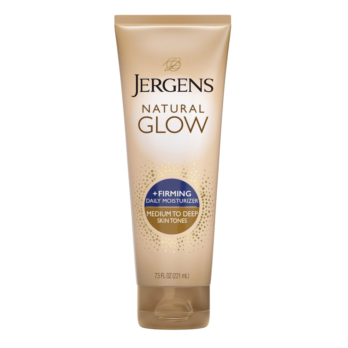 Jergens Natural Glow +FIRMING front tube shows product and benefits
