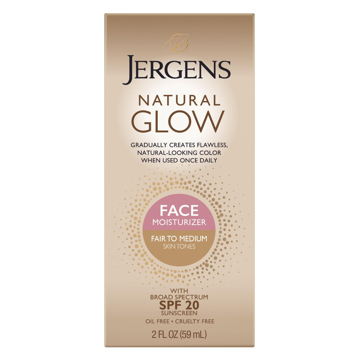 Jergens product front packaging showing SPF 20 and glow benefits