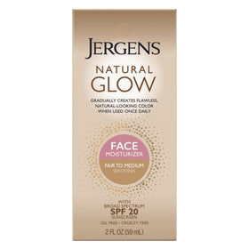 Jergens product front packaging showing SPF 20 and glow benefits