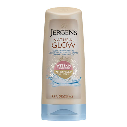 Jergens bottle front packaging showing product benefit of gradual tan