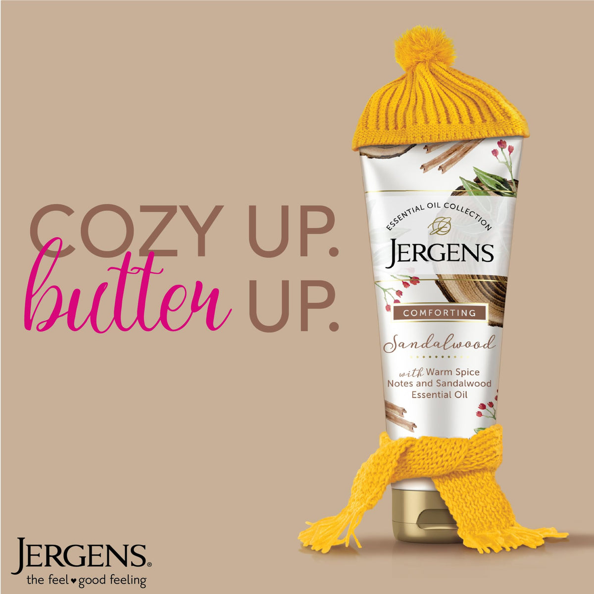 Jergens dispensing lotion onto fingers, demonstrating easy application