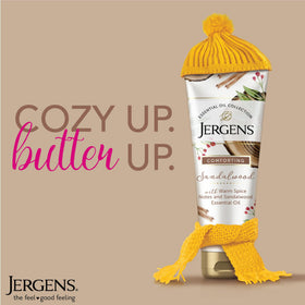 Jergens dispensing lotion onto fingers, demonstrating easy application