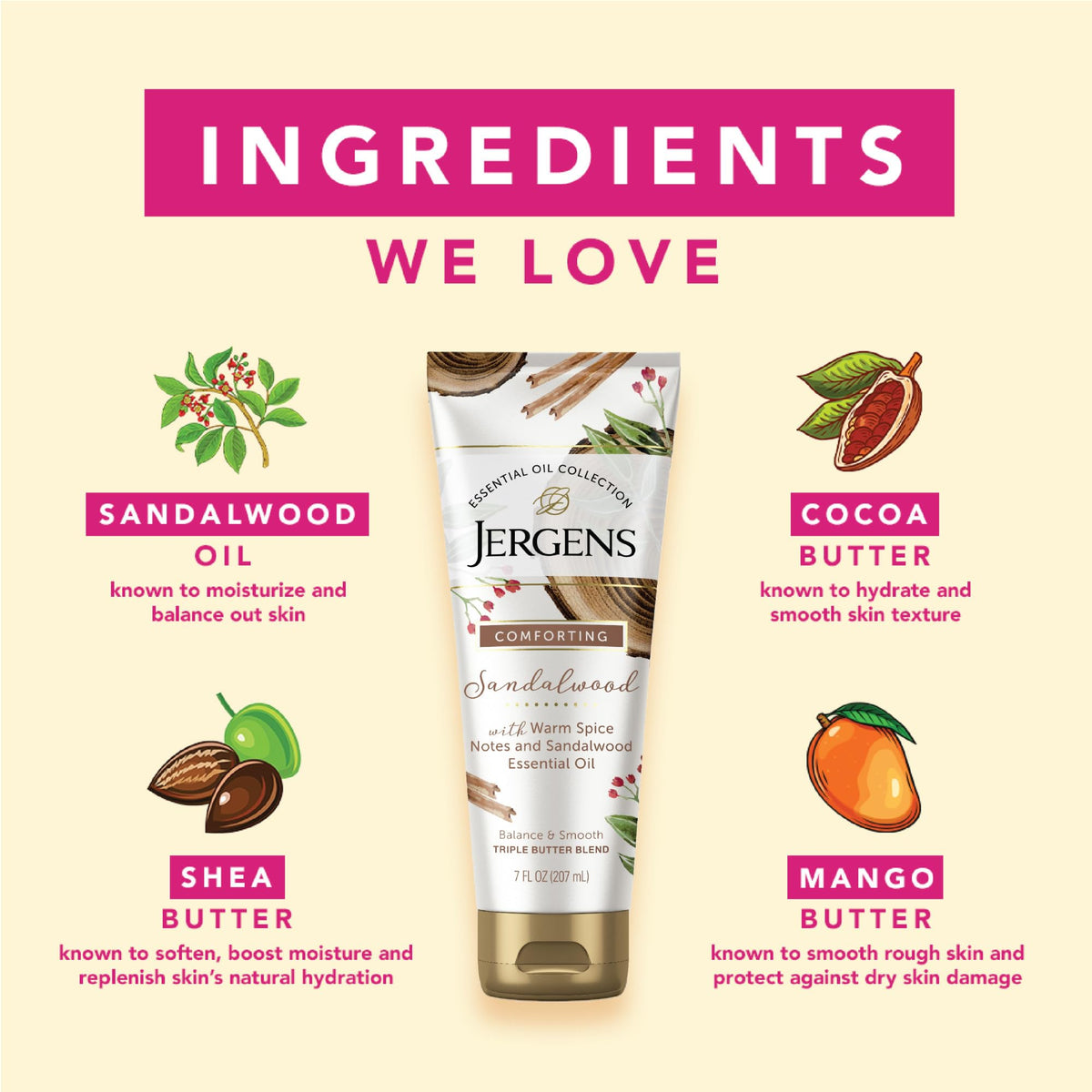Jergens close-up of cream texture, illustrating nourishing butter blend
