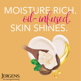 Jergens shea butter being applied to hand to show quick absorption and softening benefit