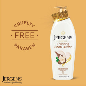 Jergens shea butter cream texture closeup highlighting rich, smooth moisturizing formula