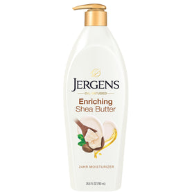 Jergens shea butter front packaging showing bottle size and branding for easy identification