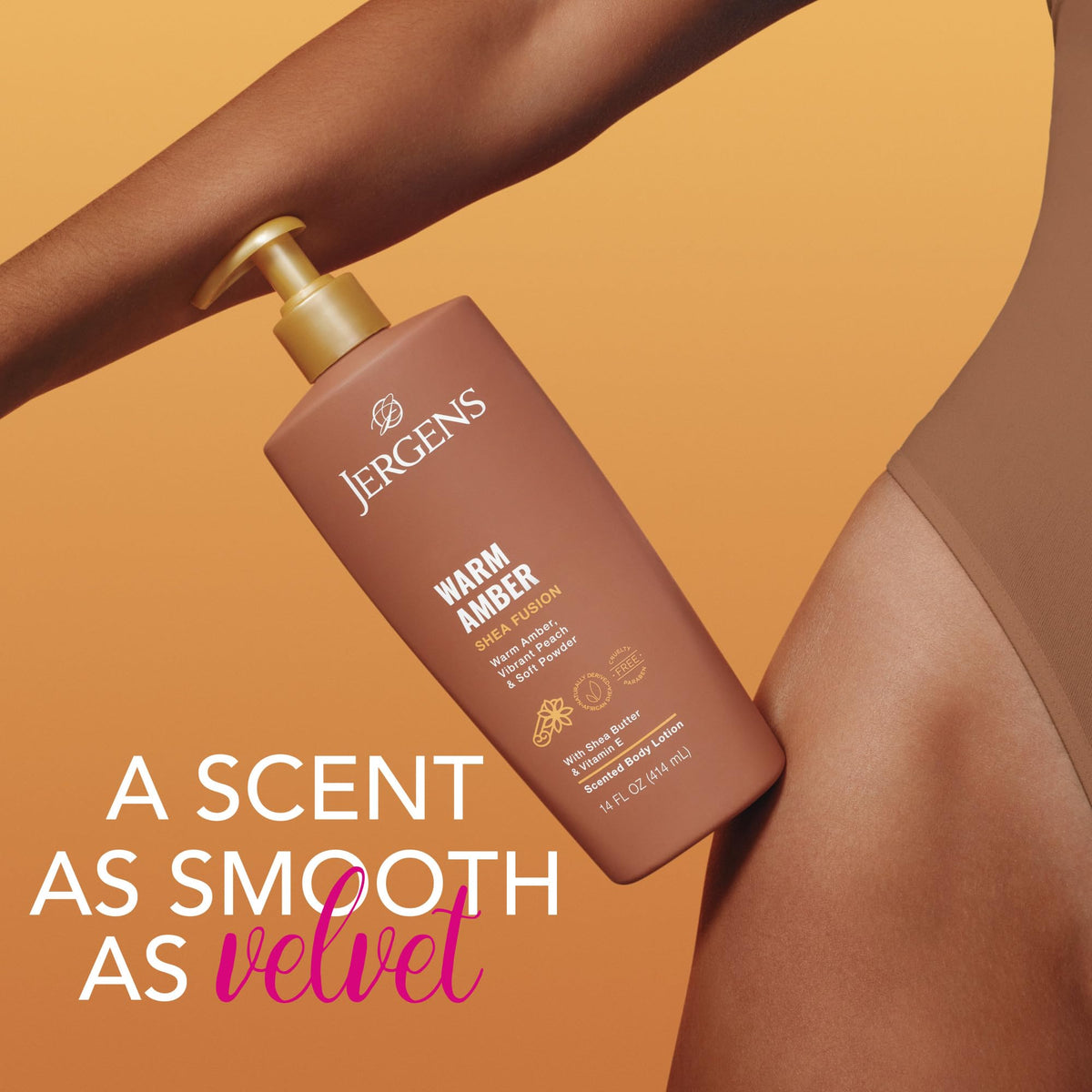 Jergens lotion being rubbed into hand for instant softness and comfort