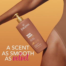 Jergens lotion being rubbed into hand for instant softness and comfort