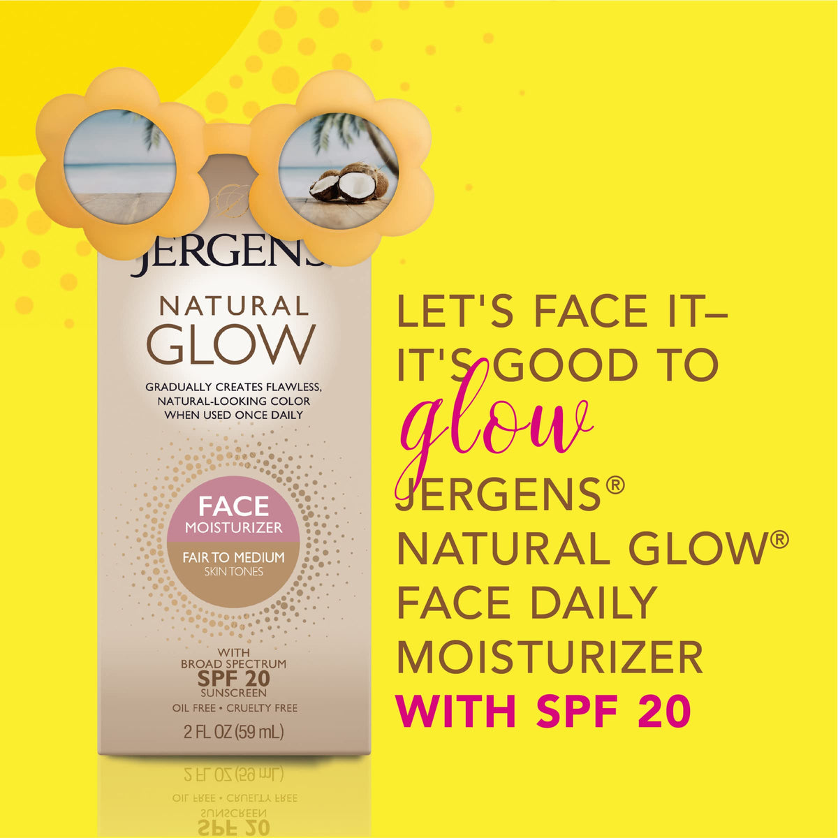 Jergens bottles held in hand illustrating compact, travel-friendly benefit