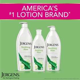 Cucumber slices beside Jergens bottle highlighting moisturizing extract