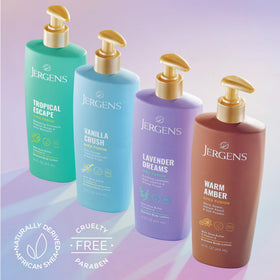 Jergens product with pineapple mango mandarin ingredients for bright scent