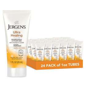 Jergens front packaging showing travel 1 oz bottle and brand hydration benefit