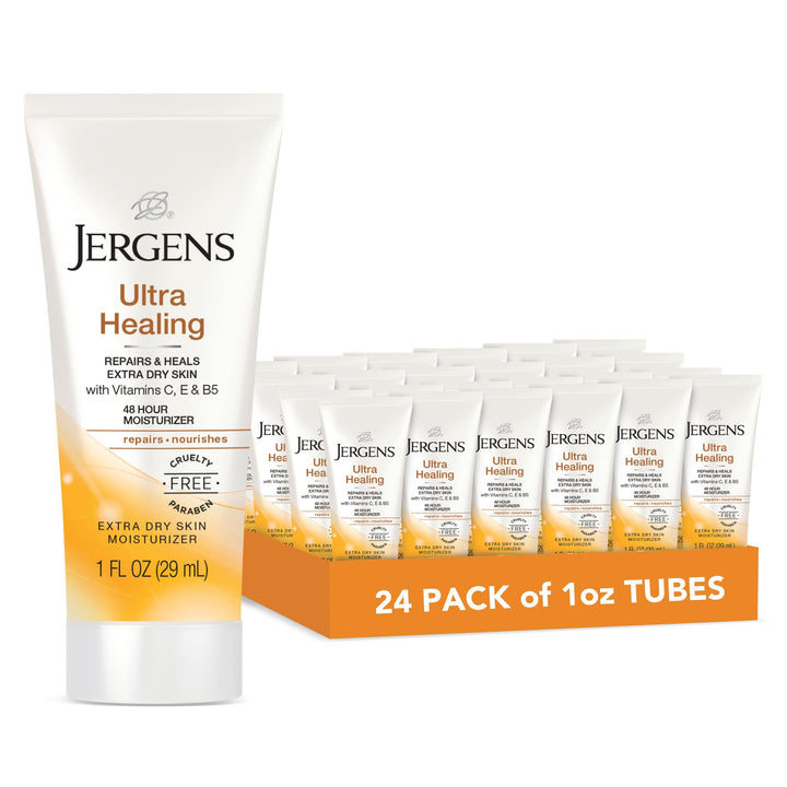 Jergens front packaging showing travel 1 oz bottle and brand hydration benefit