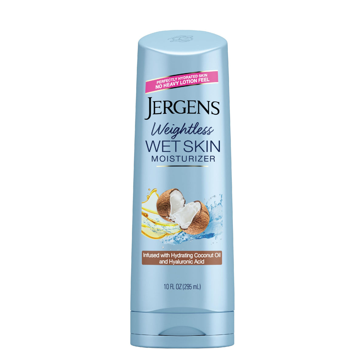 Jergens front packaging showing coconut oil benefit and quick hydration