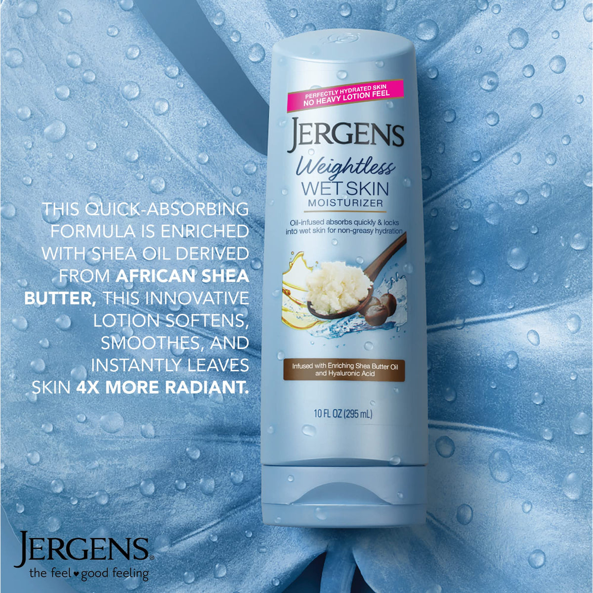 Jergens pump close-up highlighting convenient dispensing and fast application