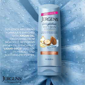 Jergens texture on hand demonstrating fast-absorbing, non-greasy hydration