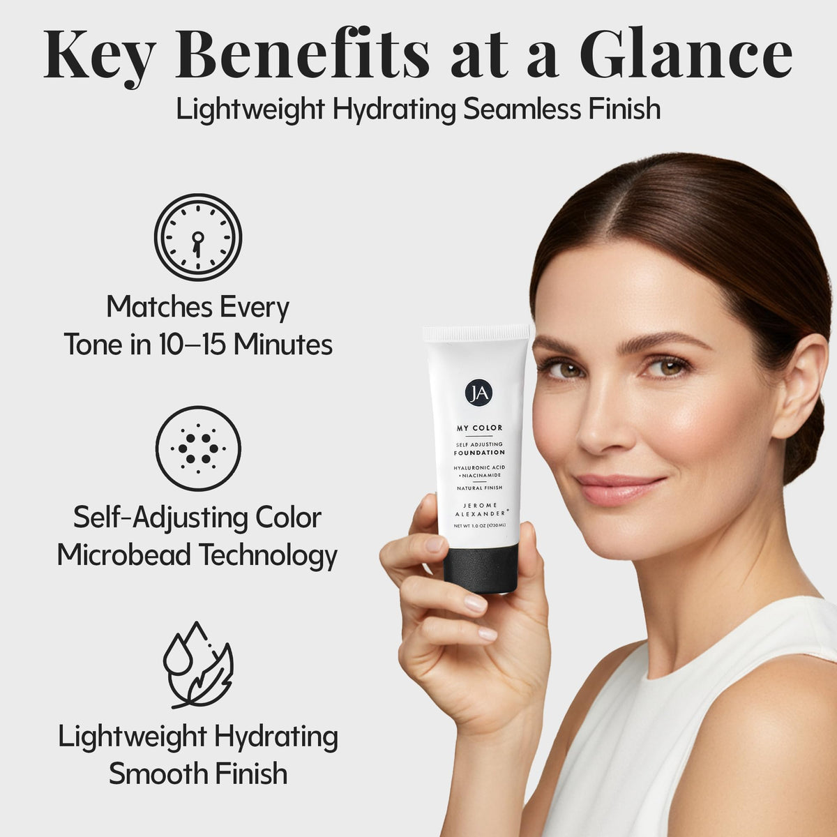 Jerome Alexander application with kabuki brush delivering even coverage and finish