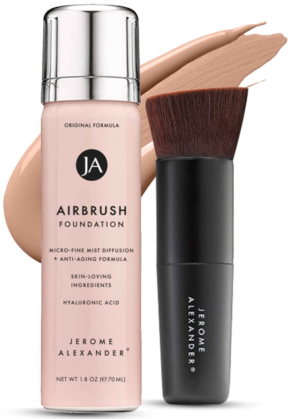Jerome Alexander front packaging showing Warm Beige and two-piece set benefits
