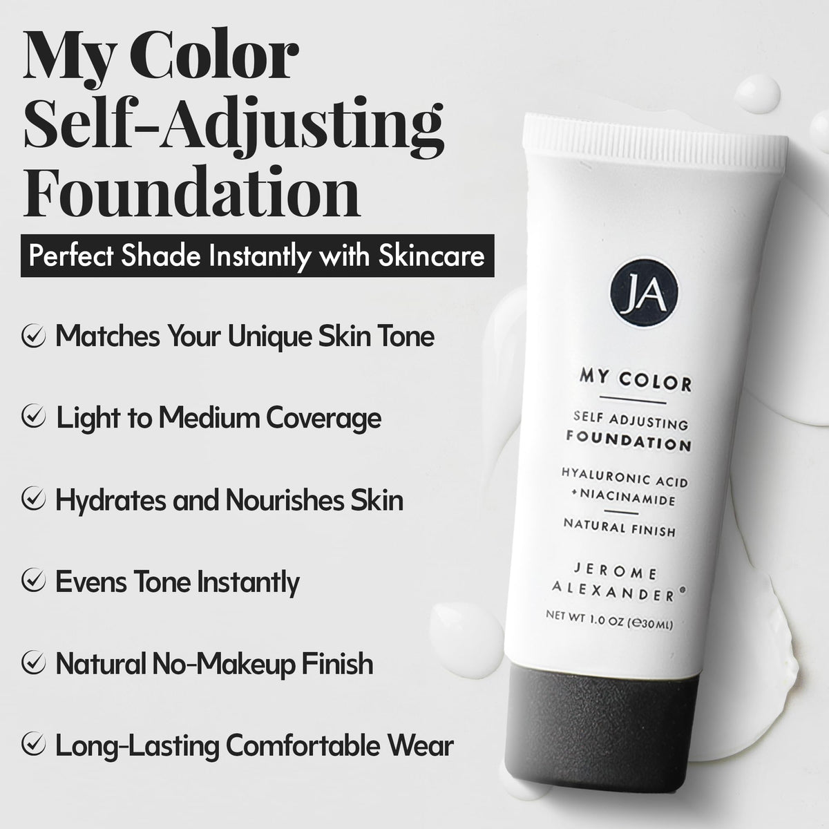 Jerome Alexander kabuki brush with foundation showing professional application benefit