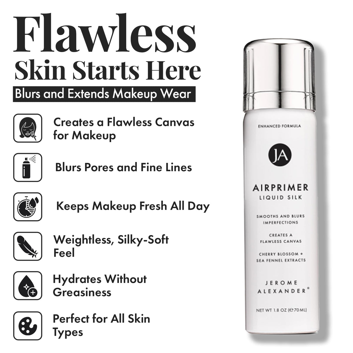 Jerome Alexander spray action mist demonstrating even coverage and quick set