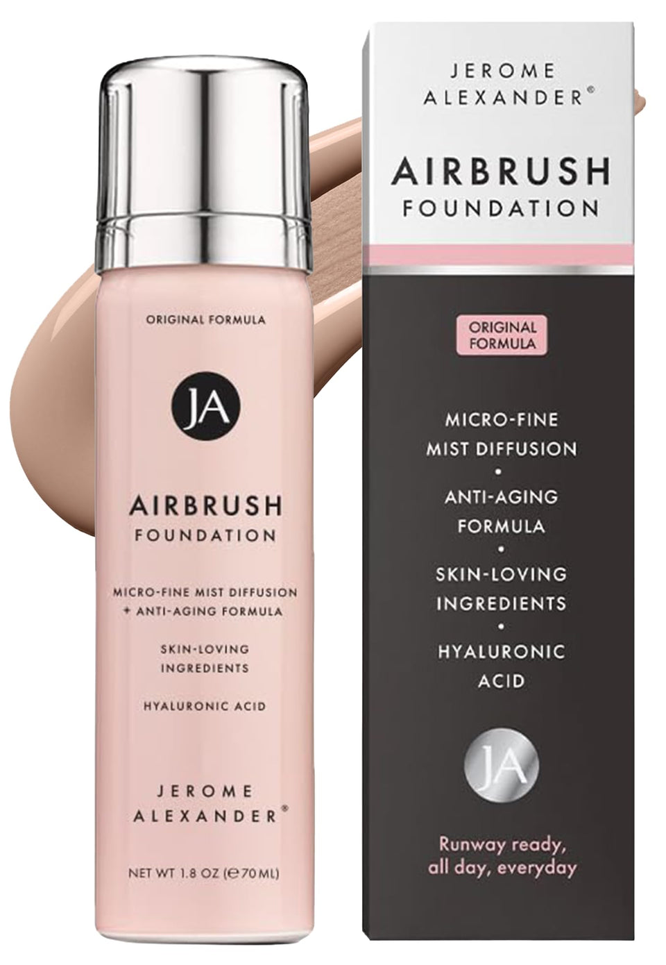 Jerome Alexander front packaging showing medium shade and full coverage benefits