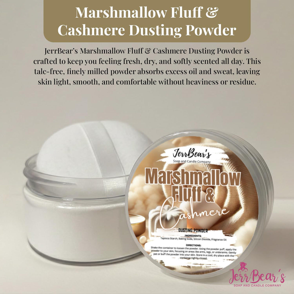 JerrBear’s open jar with powder visible for easy application benefit