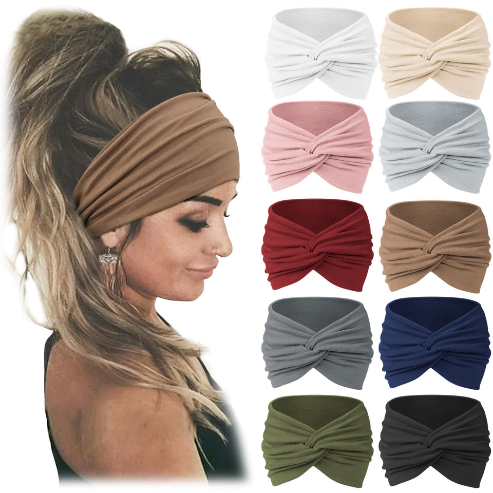 Jesries front packaging showing ten colorful headbands and set benefit