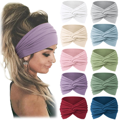 Jesries front packaging showing 10 colorful wide headbands, perfect for styling variety