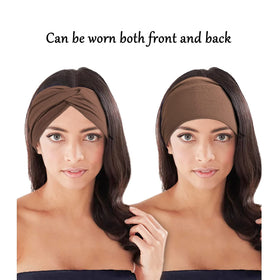 Jesries headband beside ruler showing stretch size and fit benefit